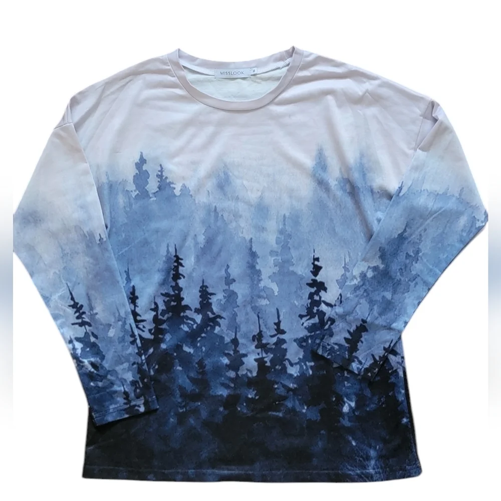 MISSLOOK | Blue Pine Forest long sleeve - Picture 1 of 4